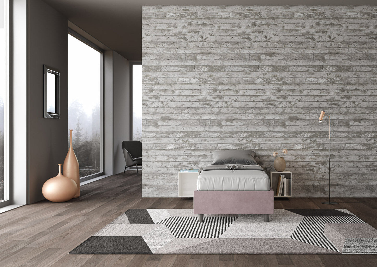 Letto singolo 80x200 imbottito senza testiera, con rete o contenitore