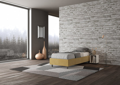Letto singolo contenitore imbottito 90x210 microfibra Azelia