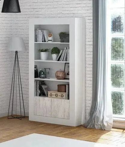 Bücherregal mit 2 Türen, antikweiß
