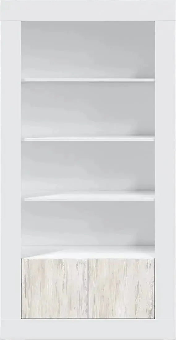 Bücherregal mit 2 Türen, antikweiß