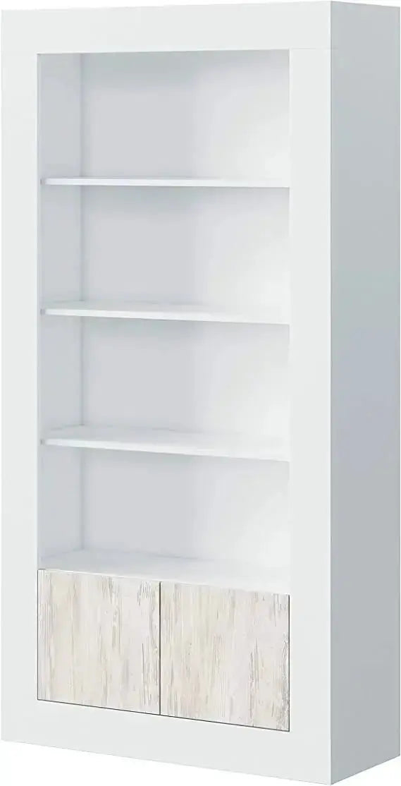 Bücherregal mit 2 Türen, antikweiß