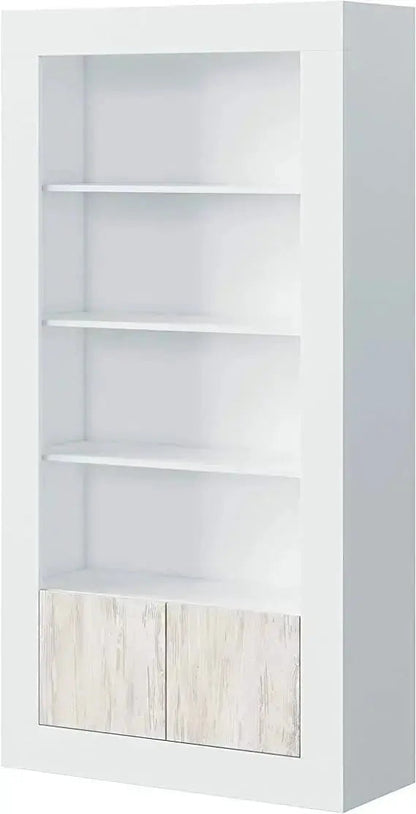 Bücherregal mit 2 Türen, antikweiß