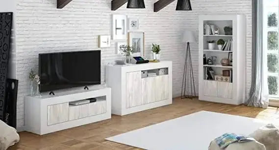 Bücherregal mit 2 Türen, antikweiß