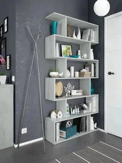 graues Bücherregal Fores, hoch, aus Melamin, 80x25x192 cm, mit verstellbaren Einlegeböden