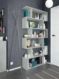 Fores tall grey melamine bookcase 80x25x192 cm with adjustable shelves