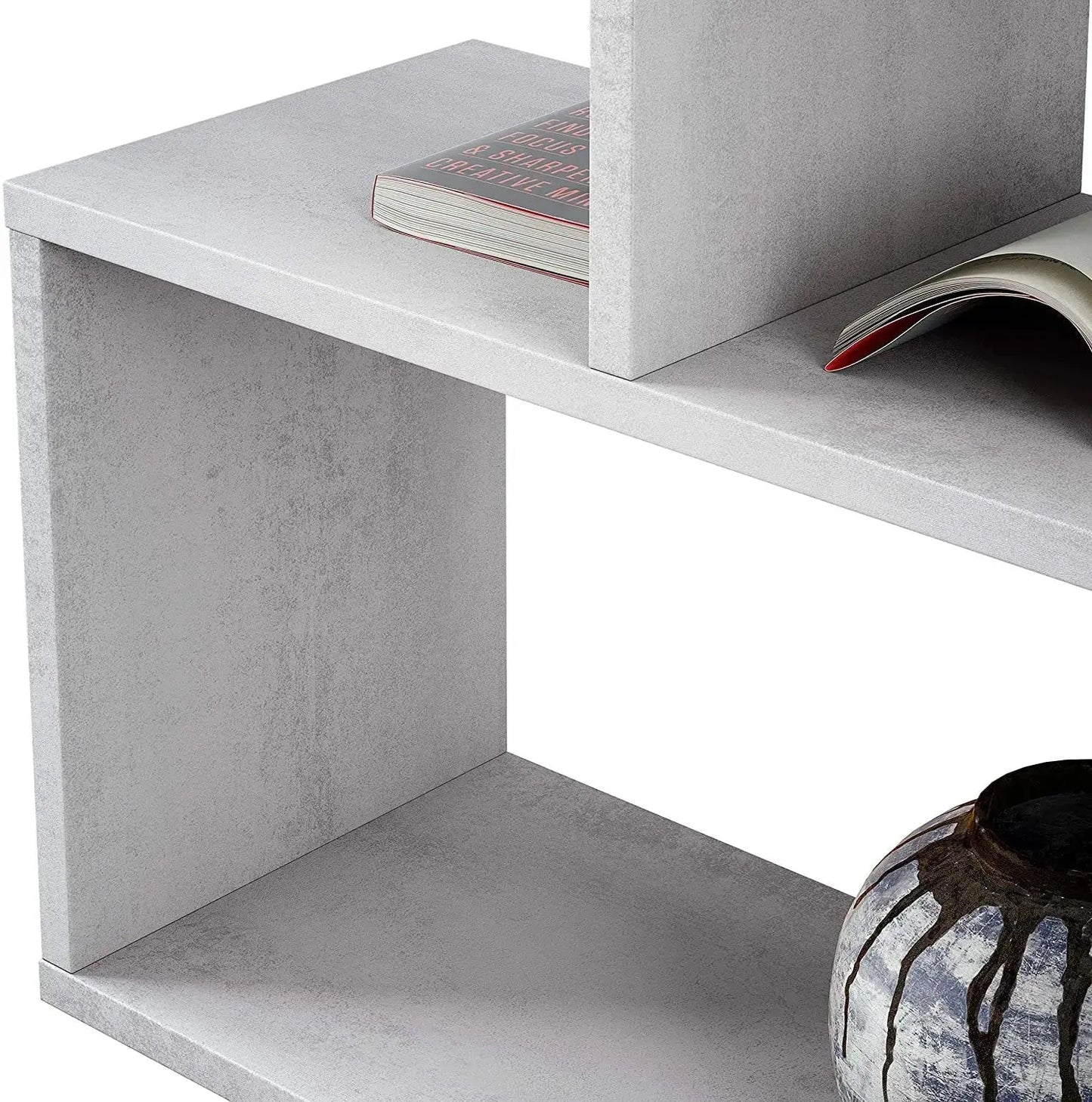 graues Bücherregal Fores, hoch, aus Melamin, 80x25x192 cm, mit verstellbaren Einlegeböden