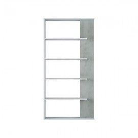 Libreria Moderna Bianca e Grigio Cemento 90x25x180 cm
