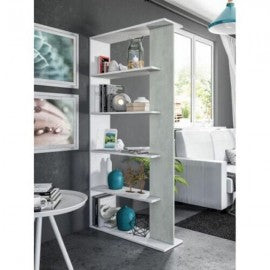 Libreria Moderna Bianca e Grigio Cemento 90x25x180 cm