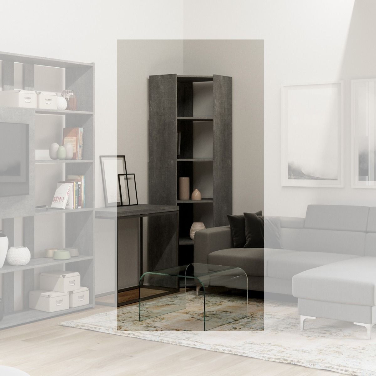Eckregale Kato A und B: Elegantes und funktionales Design 60.3x204x60.3 cm