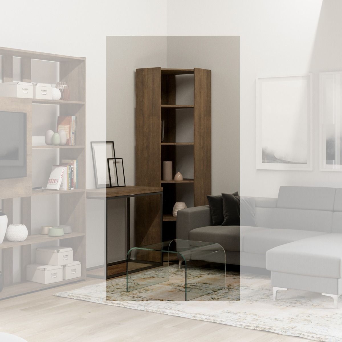 Eckregale Kato A und B: Elegantes und funktionales Design 60.3x204x60.3 cm