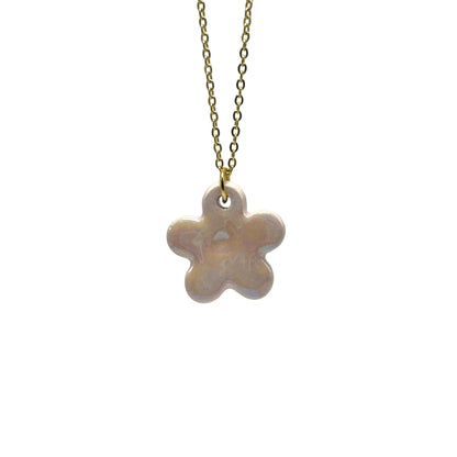 Lillium | Handcrafted pearl-pink floral ceramic necklace