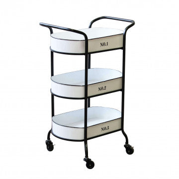 Mobile Chile in acciaio e legno con 3 Ripiani - Dimensioni cm 52 x 44 x 82 h - Colore bianco