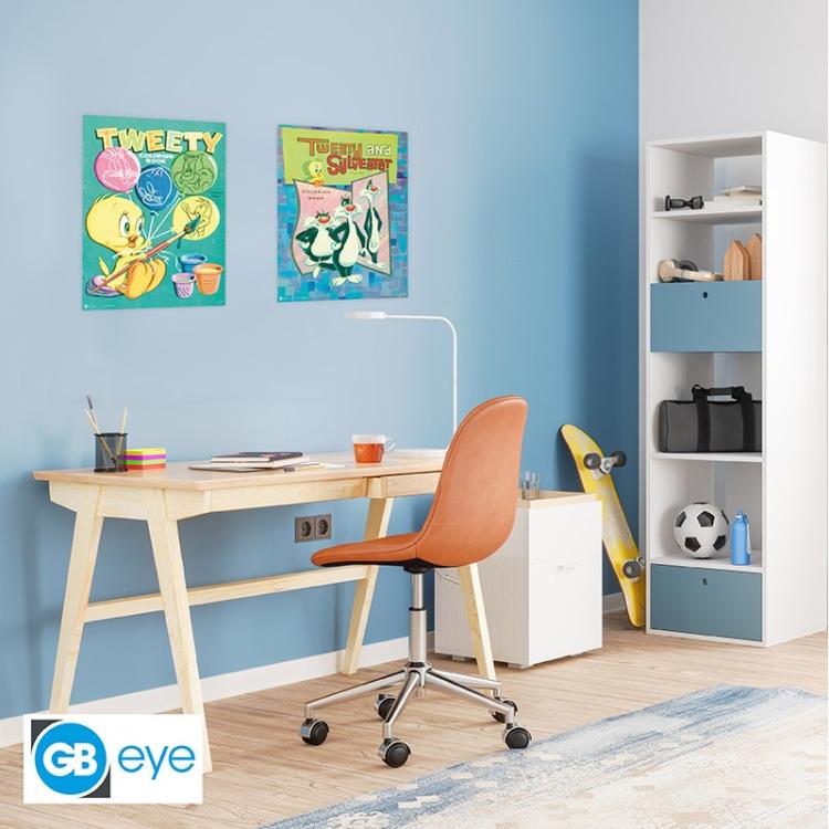 ABYSTYLE (LOONEY TUNES) 2ER-SET CHIBI-POSTER: „TWEETY & SYLVESTER“ (52X38) GB EYE