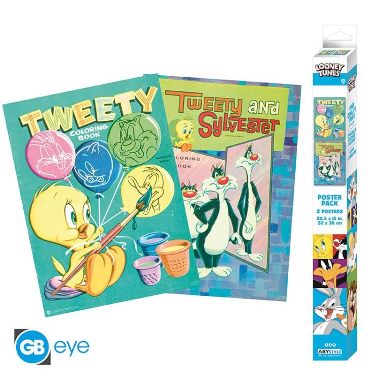 ABYSTYLE (LOONEY TUNES) 2ER-SET CHIBI-POSTER: „TWEETY & SYLVESTER“ (52X38) GB EYE