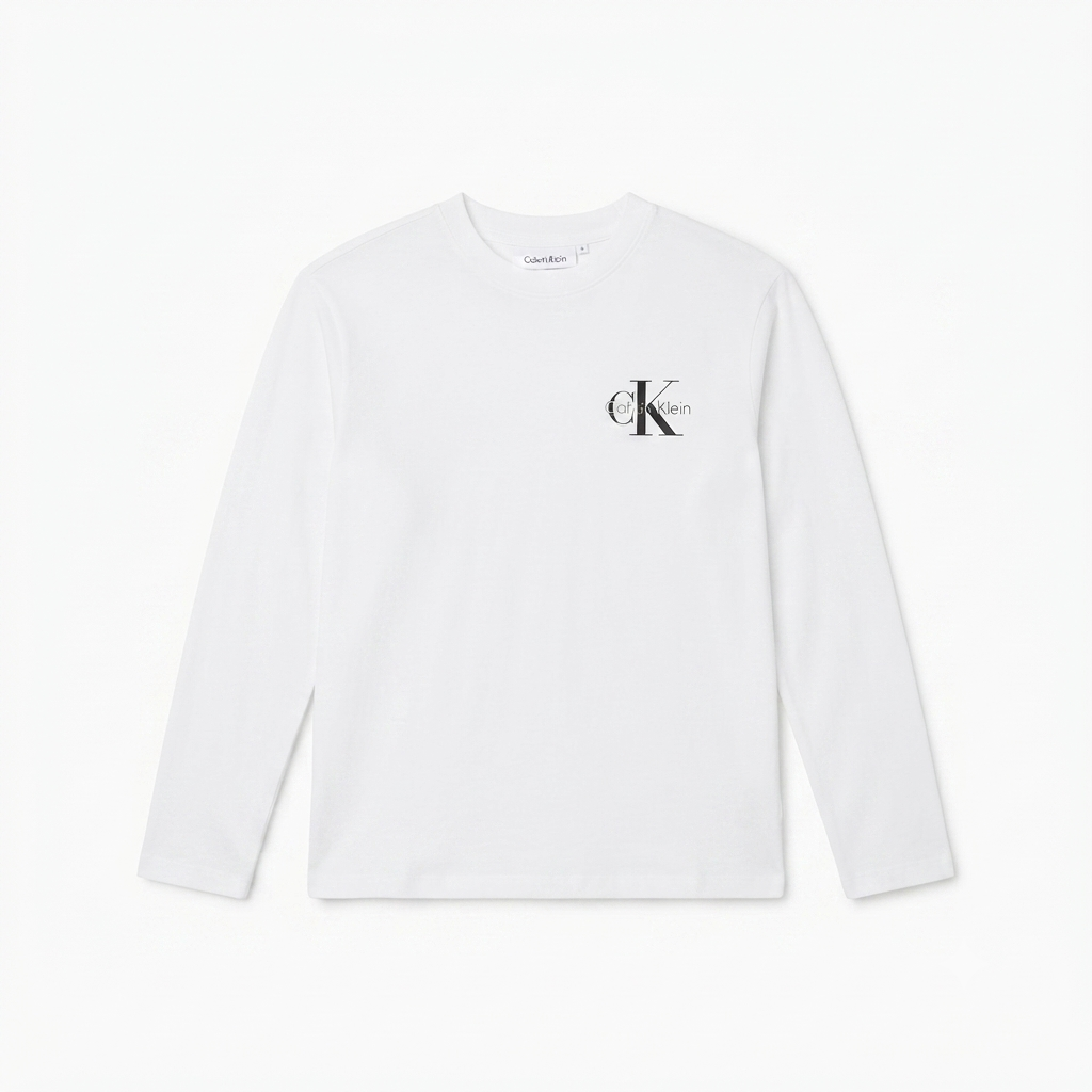 Calvin Klein maglietta junior in jersey manica lunga Small Chest LV1CKTJA17 YAF bianco