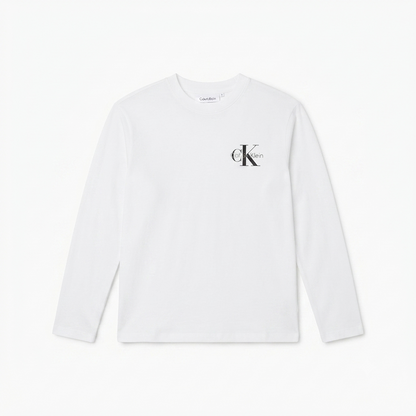 Calvin Klein maglietta junior in jersey manica lunga Small Chest LV1CKTJA17 YAF bianco