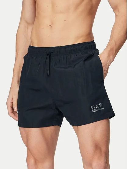 EA7 Emporio Armani Costume Boxer Uomo Nero Argento Logo - 7M001677 AF13019 MC026