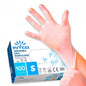100 HYPOALLERGENIC POWDER/LATEX-FREE TRANSPARENT DISPOSABLE VINYL GLOVES |S