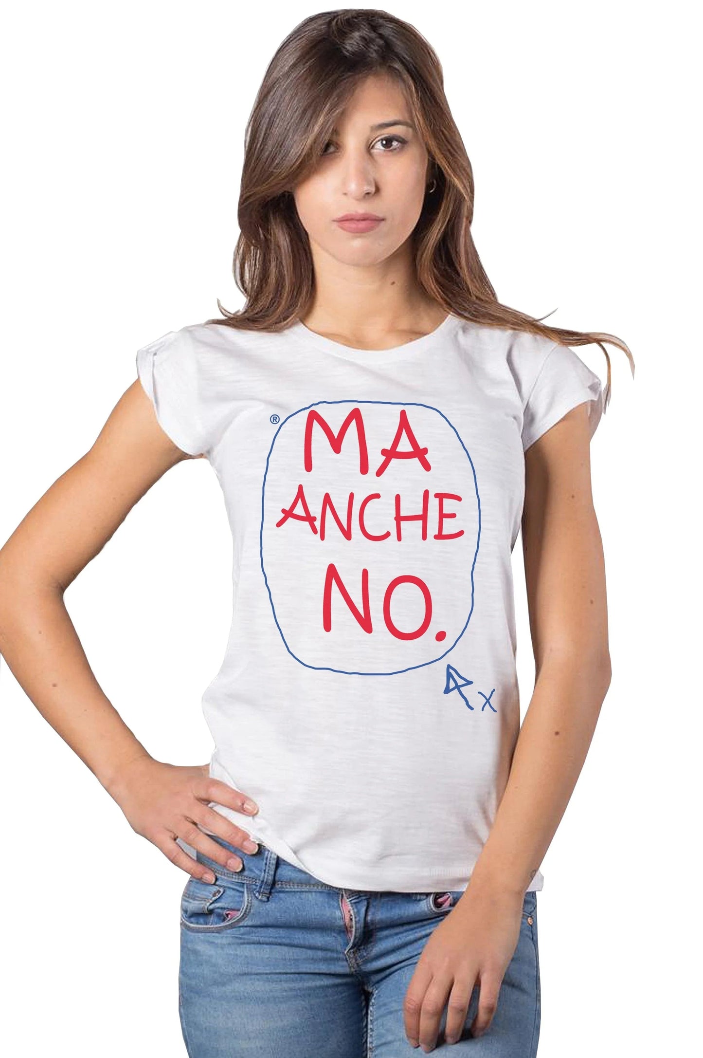 T-shirt Donna Slub 'Ma Anche NO' - 100% Cotone Bio