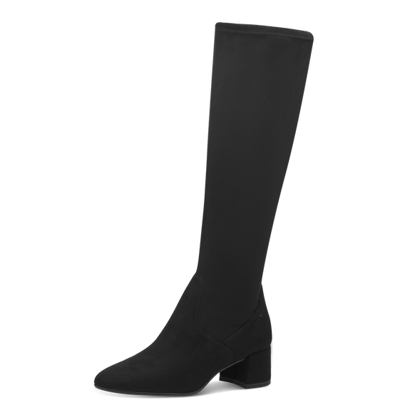 Stiefel aus schwarzem Satin