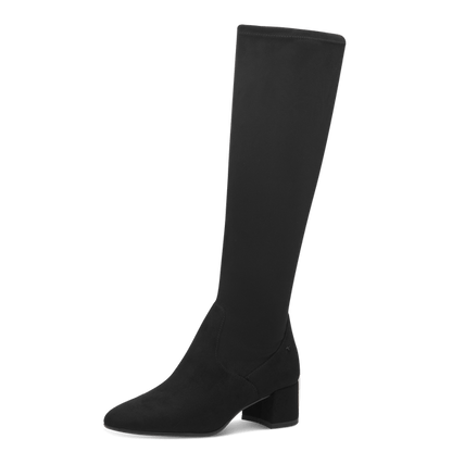 Stiefel aus schwarzem Satin