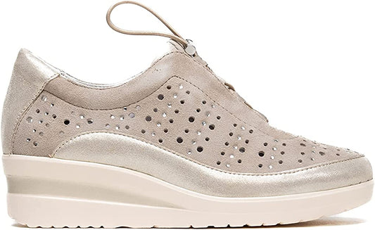 SCHNÜRSCHUH MIT ELASTISCHEM BAND BEIGE