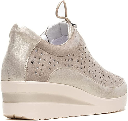 SCHNÜRSCHUH MIT ELASTISCHEM BAND BEIGE