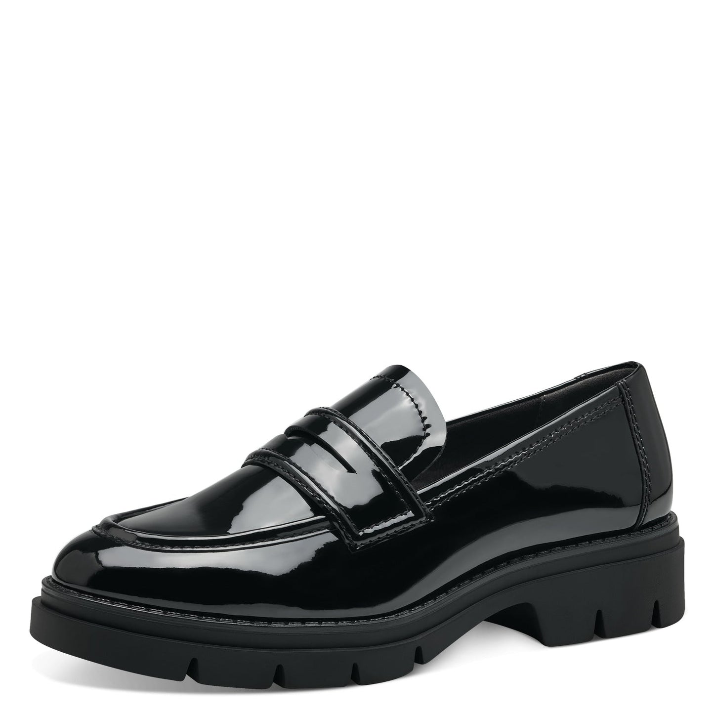 Glänzender schwarzer veganer Loafer