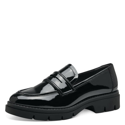Glänzender schwarzer veganer Loafer
