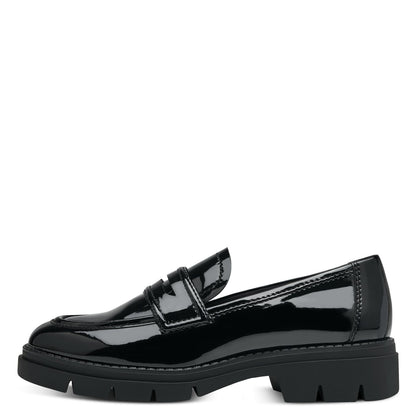 Glänzender schwarzer veganer Loafer