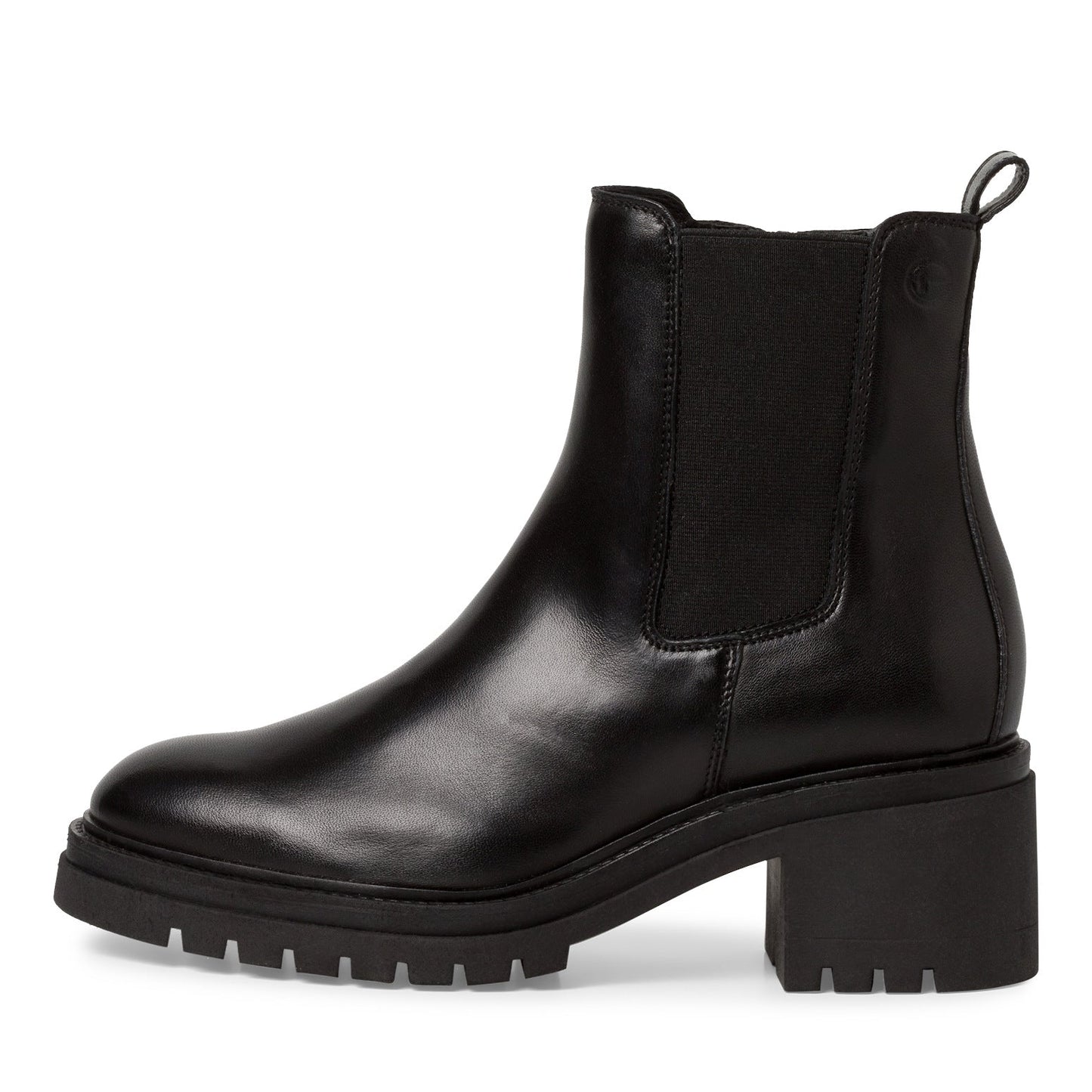 Schwarze Lederstiefelette