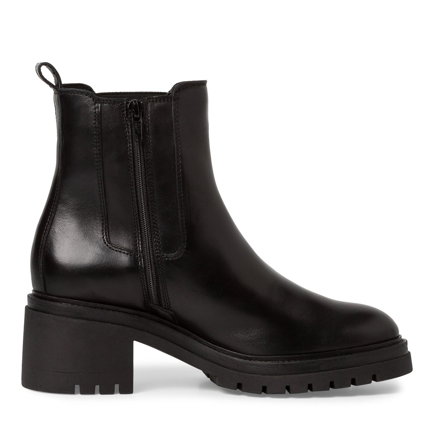 Schwarze Lederstiefelette