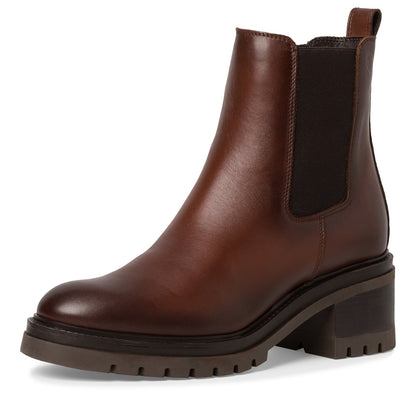 Cognacfarbener Leder-Stiefelette
