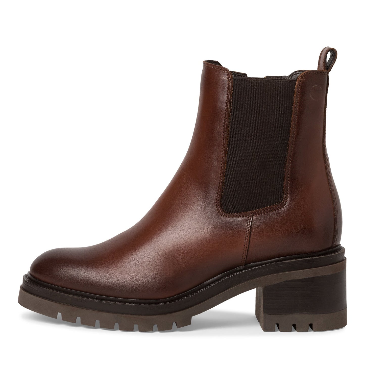 Cognacfarbener Leder-Stiefelette