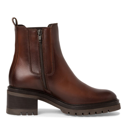 Cognacfarbener Leder-Stiefelette