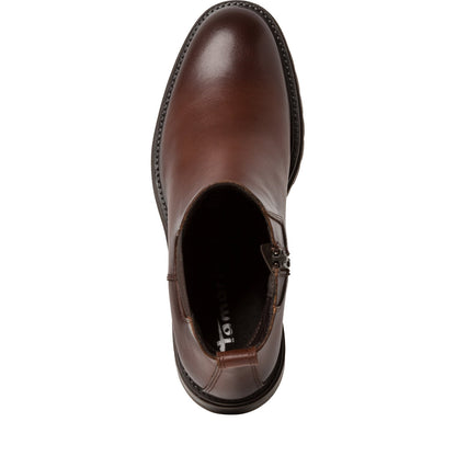 Cognacfarbener Leder-Stiefelette