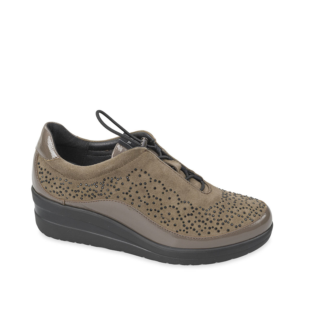 Visonefarbener Sneaker mit Gummizügen
