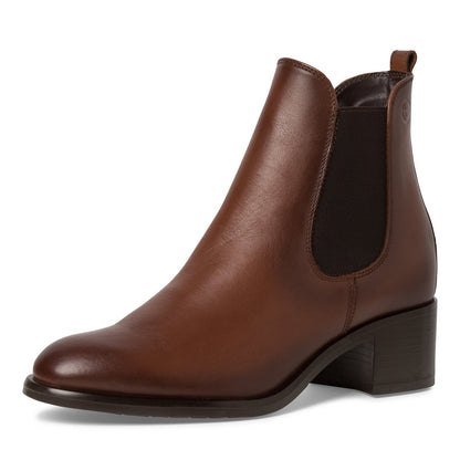 Cognacfarbener Leder-Bootie