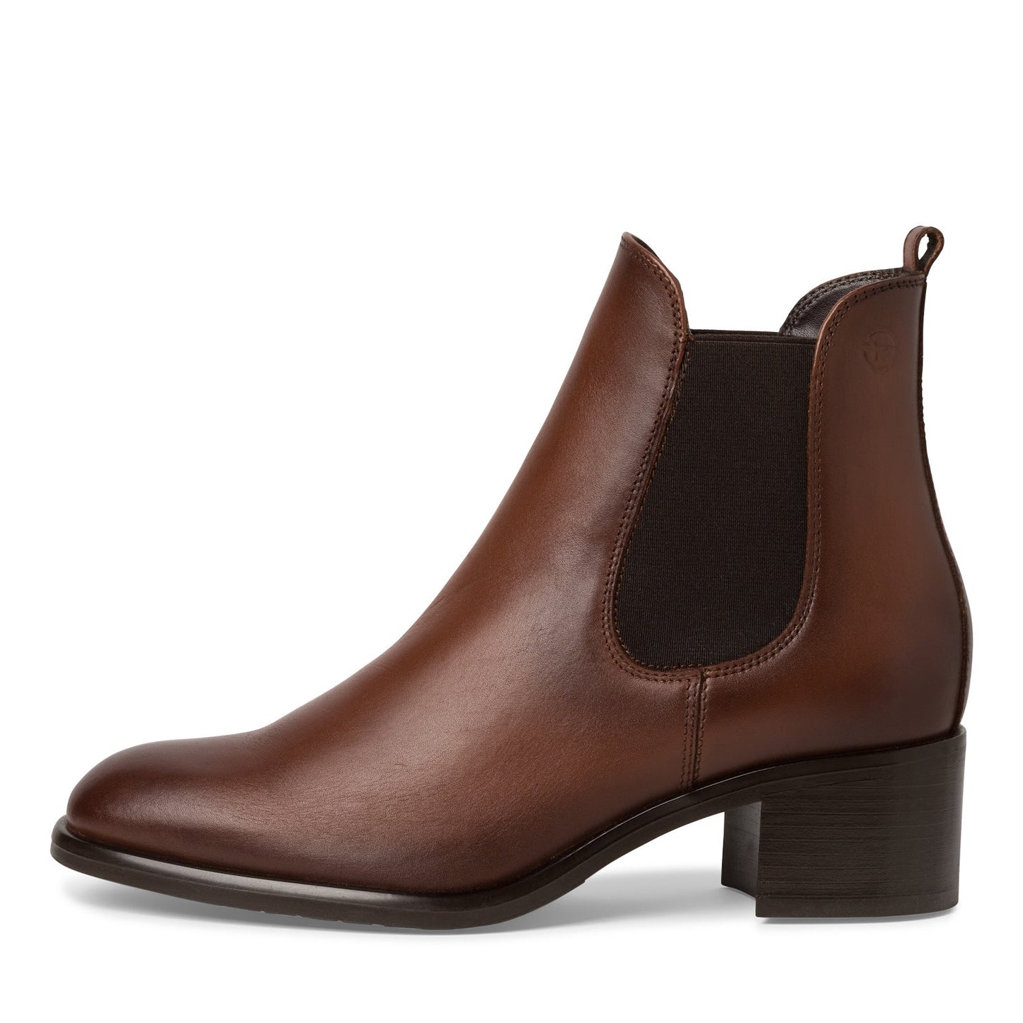 Cognacfarbener Leder-Bootie
