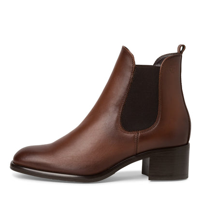 Cognacfarbener Leder-Bootie