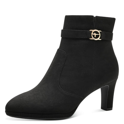 Vegane Stiefelette aus schwarzem Wildlederimitat