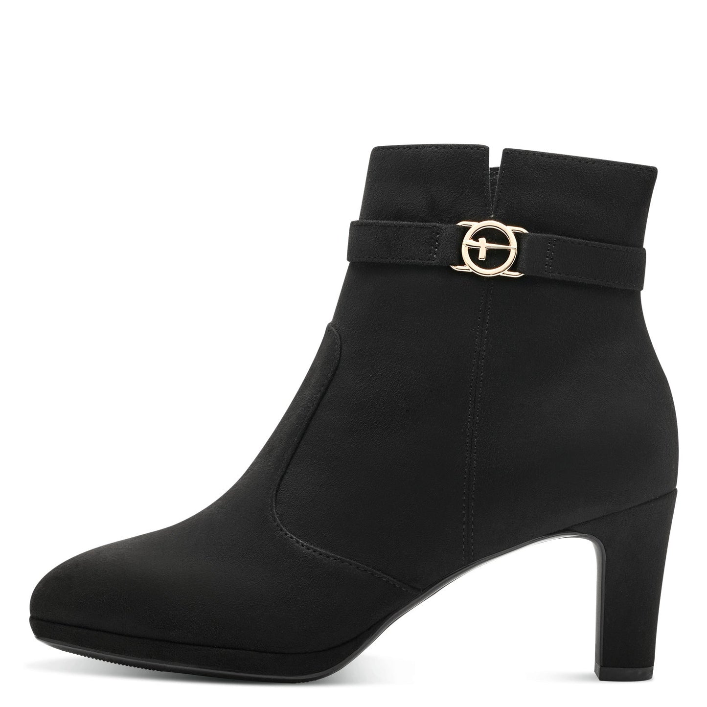 Vegane Stiefelette aus schwarzem Wildlederimitat