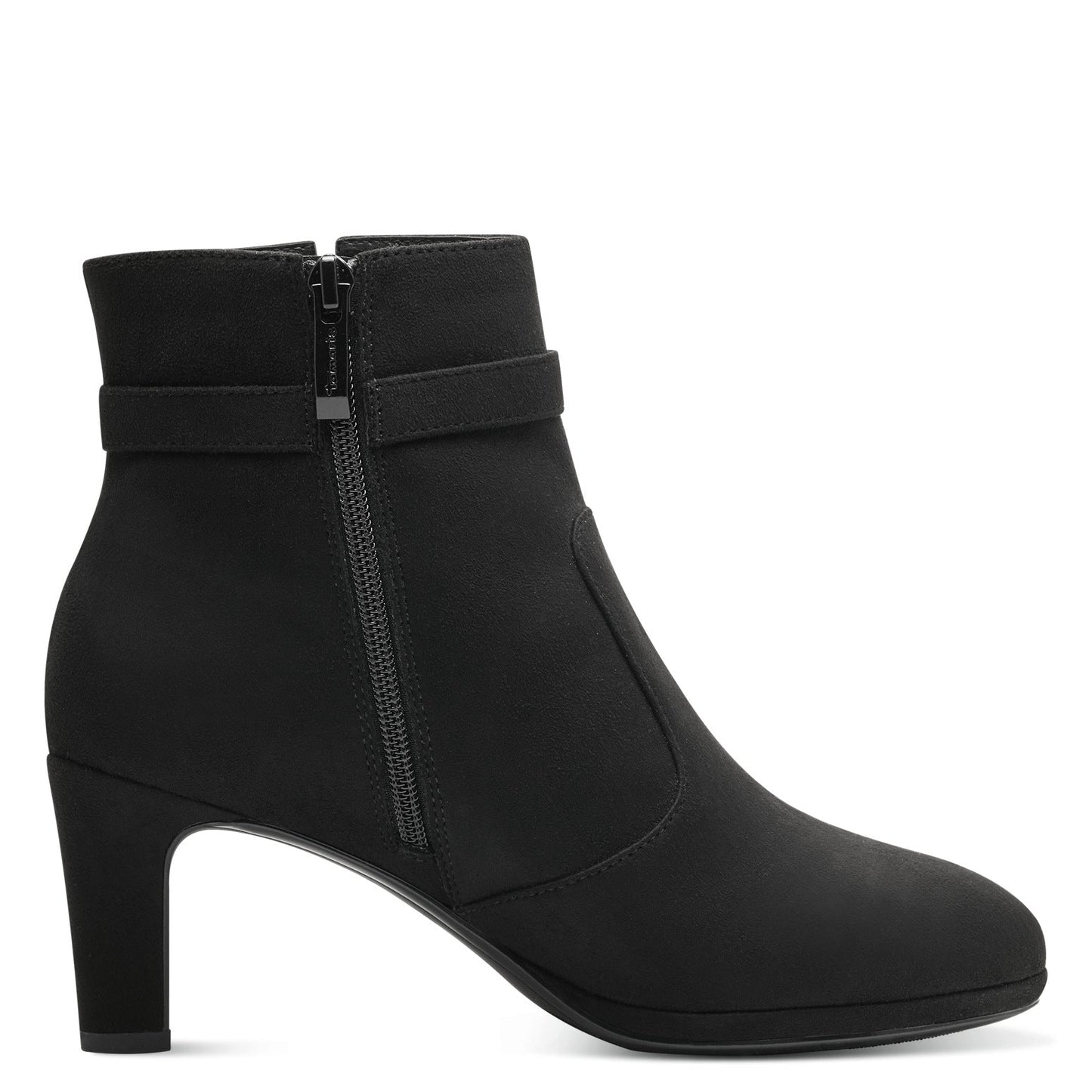 Vegane Stiefelette aus schwarzem Wildlederimitat