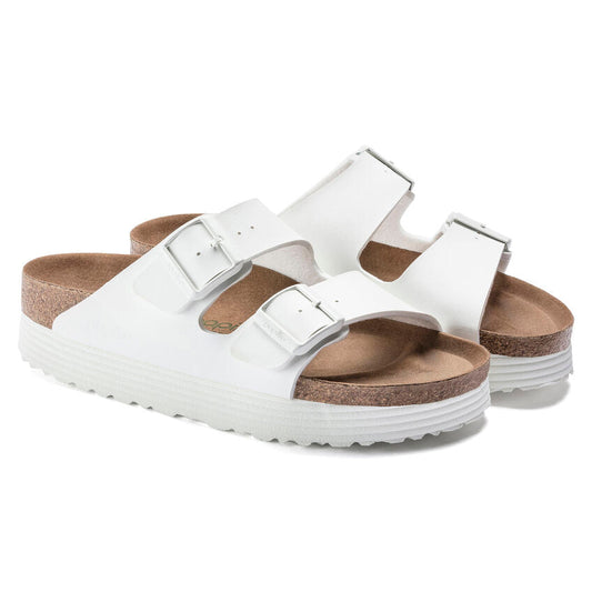 Birkenstock Arizona Grooved White Platform Schmal