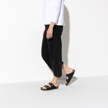 Birkenstock Arizona Big Buckle Nera Pelle Ingrassata Pianta Stretta