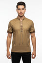 Men's Retro Lace-Up Mandarin Collar T-Shirt – Short Sleeve