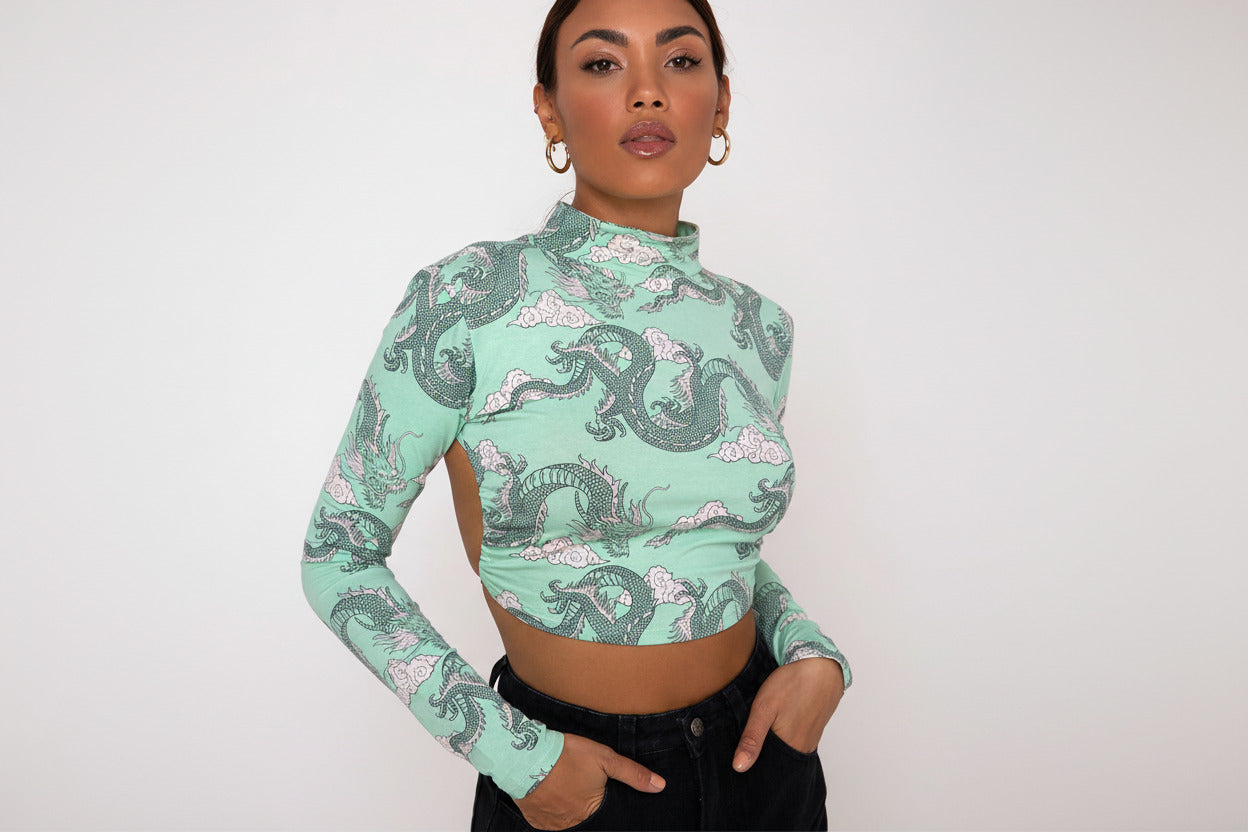 Maglia estiva donna a maniche lunghe e spalle di fuori economico