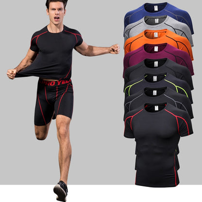 Maglietta Sportiva Uomo Elasticizzata Manica Corta Slim Fit