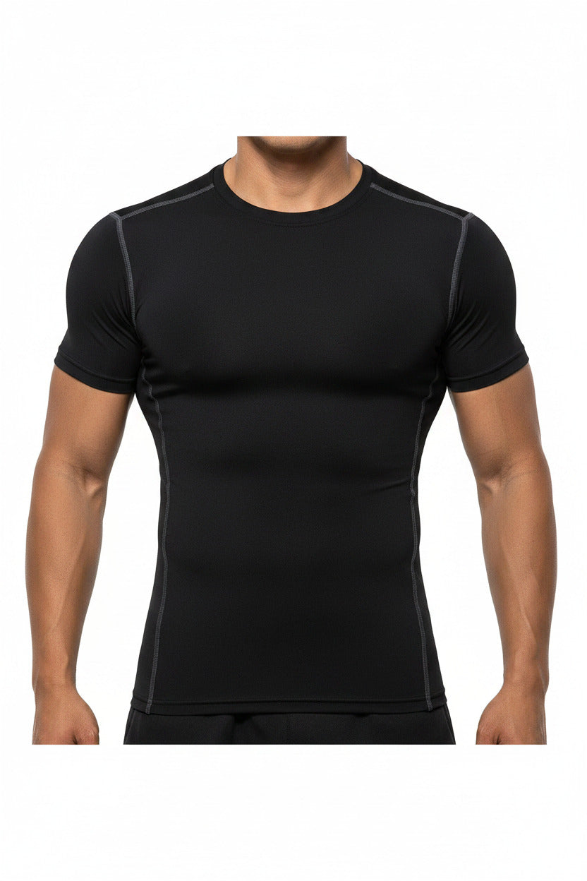 Maglietta Sportiva Uomo Elasticizzata Manica Corta Slim Fit