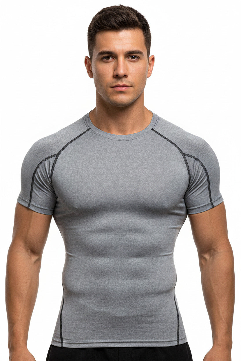 Maglietta Sportiva Uomo Elasticizzata Manica Corta Slim Fit